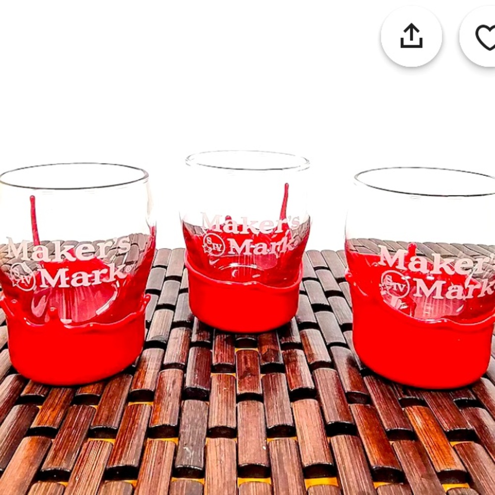 Makers mark hand wax dipped glasses, mint condition